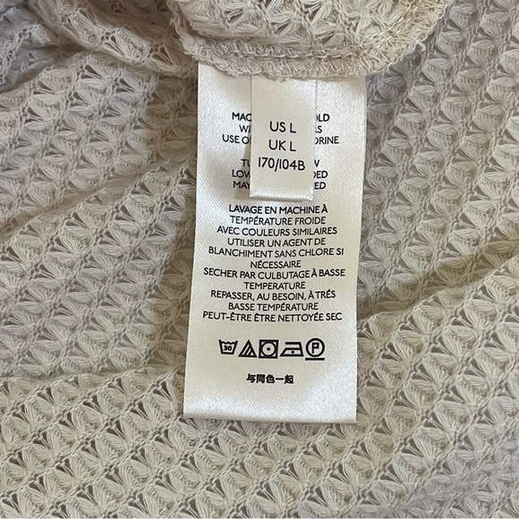 Free People Marley Top Off Shoulder Waffle Knit Oatmeal Cream Large - Picture 8 of 16